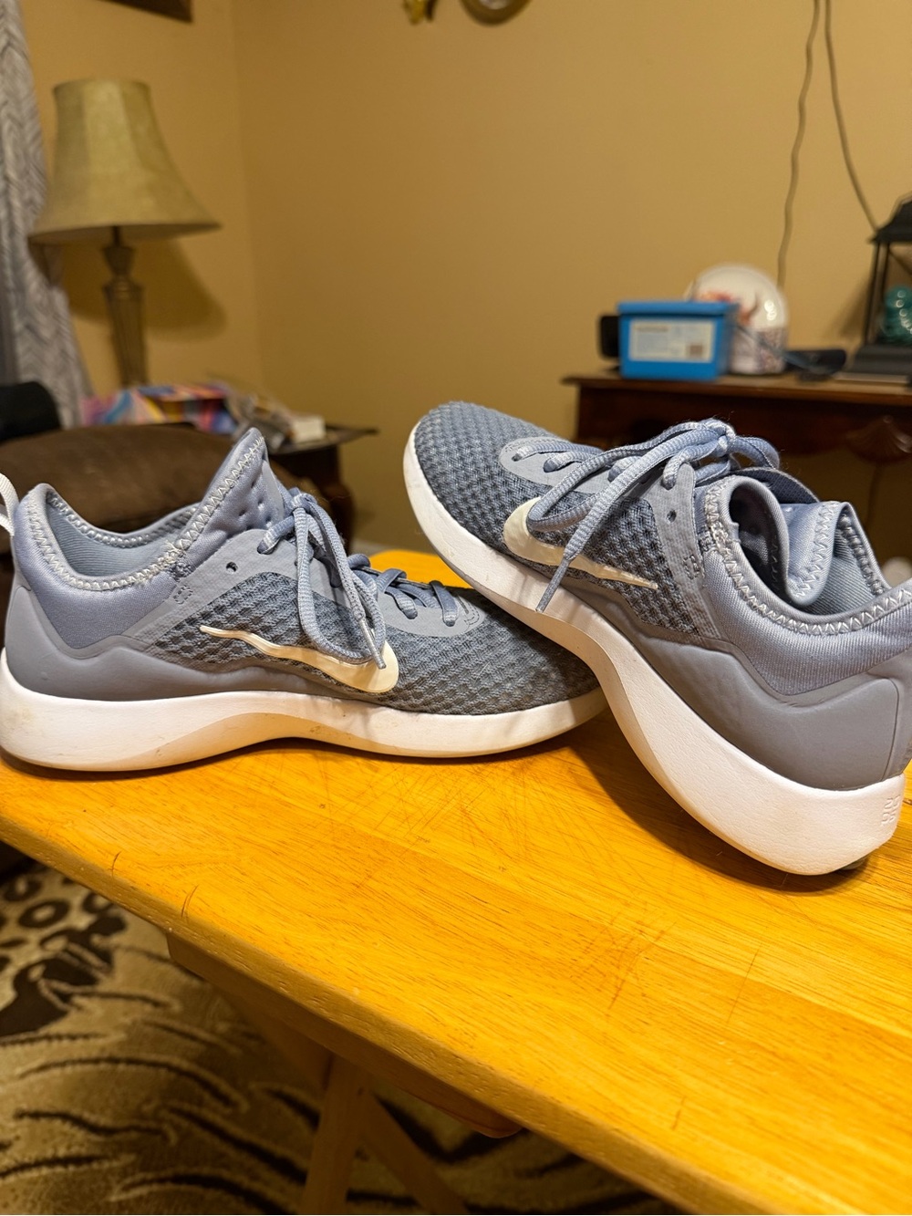 Nike Women's Gray Mesh Training Sneakers with White Sole